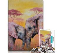 1000 Pieces Jigsaw Puzzles for Adults And Teens African Elephants,Stress Reliever Staycation Kill Time Home Decoration Toys (75x50cm)