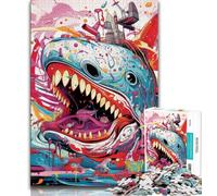 1000 Pieces Jigsaw Puzzles for Adults And Teens Animal Art Shark 1000 Pieces for Adults,Birthday Present, Gifts, Wall Art for Ages 14+ (size 38x26cm)