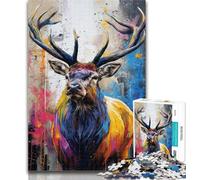 1000 Pieces Jigsaw Puzzles for Adults And Teens Animal Deer Oil Painting Adult Puzzles,Challenging Game Toys Wall Decoration Unique Birthday And Xmas Gifts 26x38cm