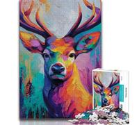 1000 Pieces Jigsaw Puzzles for Adults And Teens Animal Deer Oil Painting Teenager Puzzles,Fun Games Wall Decoration Unique Birthday And Xmas Gifts (size 75x50cm)