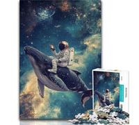 1000 Pieces Jigsaw Puzzles for Adults And Teens Astronaut Riding A Whale Teenager Puzzles,Fun Games Wall Decoration Unique Birthday And Xmas Gifts (size 38x26cm)