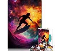 1000 Pieces Jigsaw Puzzles for Adults And Teens Astronaut Space Surfing,Stress Reliever Staycation Kill Time with Matching Poster And Trivia Sheet (75x50cm)