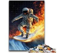 1000 Pieces Jigsaw Puzzles for Adults And Teens Astronaut Surfing 1000 Pieces for Adults,Stress Reliever Staycation Kill Time Wishlist with Santa Claus (75x50cm)