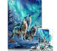 1000 Pieces Jigsaw Puzzles for Adults And Teens Aurora Howling Wolf Jigsaw,Learning Educational Toys Family Games Unique Birthday And Gifts (size 38x26cm)