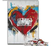 1000 Pieces Jigsaw Puzzles for Adults And Teens Basquiat-style Heart, Learning Educational Toys Family Games Unique Birthday And Gifts (Size 26x38cm)