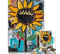 1000 Pieces Jigsaw Puzzles for Adults And Teens Basquiat-style Sunflowers Jigsaw,Learning Educational Toys Family Games Unique Birthday And Gifts (size 38x26cm)
