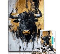 1000 Pieces Jigsaw Puzzles for Adults And Teens Black Bull,Help The Brain Exercise Addictive Toys to Cultivate Patience Enhance Memory (38x26cm)