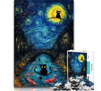 1000 Pieces Jigsaw Puzzles for Adults And Teens Black Cat Art,Help The Brain Exercise Addictive Toys to Cultivate Patience Enhance Memory (75x50cm)