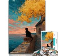 1000 Pieces Jigsaw Puzzles for Adults And Teens Black Cat,Help The Brain Exercise Addictive Toys to Cultivate Patience Enhance Memory (75x50cm)