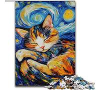 1000 Pieces Jigsaw Puzzles for Adults And Teens Black Cat Sleeping in The Night Sky, for Age 14 Years And over Home Decor As A Gift for The Whole Family And Friends (Size 26x38cm)