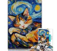 1000 Pieces Jigsaw Puzzles for Adults And Teens Black Cat Sleeping in The Night Sky Teenager Puzzles,Stress Reliever Staycation Kill Time Parent-child Interaction (size 75x50cm)