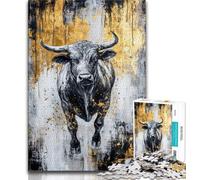 1000 Pieces Jigsaw Puzzles for Adults And Teens Black Gold Bull,Learning Educational Toys Family Games Educational Game for Birthday,Chrismas (75x50cm)