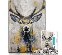 1000 Pieces Jigsaw Puzzles for Adults And Teens Black Golden Deer,Help The Brain Exercise Addictive Toys to Cultivate Patience Enhance Memory (38x26cm)