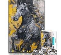 1000 Pieces Jigsaw Puzzles for Adults And Teens Black Golden Horse,Stress Reliever Staycation Kill Time Home Decoration Toys (38x26cm)