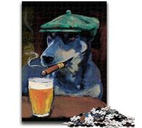 1000 Pieces Jigsaw Puzzles for Adults And Teens Blue Heeler Dog Smoking Adult Jigsaw,Learning Educational Toys Family Games Gifts for Friends And Family (50x75cm)