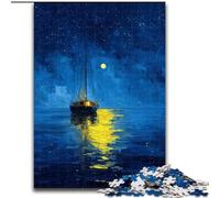 1000 Pieces Jigsaw Puzzles for Adults And Teens Boat Sailing Under The Starry Sky, for Age 14+ Suitable for Couples Fun at Home Activities, Birthday Present,Travel Gifts (Size 26x38cm)