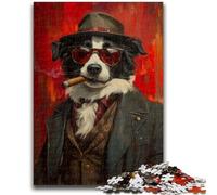 1000 Pieces Jigsaw Puzzles for Adults And Teens Border Collie Smoking Help The Brain Exercise Addictive Toys to Cultivate Patience Gift For Birthdays 26x38cm