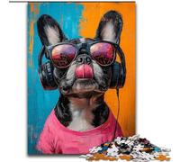 1000 Pieces Jigsaw Puzzles for Adults And Teens Bulldog Listening to Music, Family Game Stress Reliever Difficult Challenge Enhance Love between Couples (Size 26x38cm)