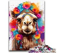 1000 Pieces Jigsaw Puzzles for Adults And Teens Camel Wearing Flowers Puzzles for Teenagers,with Matching Poster And Trivia Sheet for And Age 14 Years Up (50x75cm)