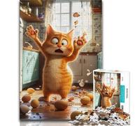 1000 Pieces Jigsaw Puzzles for Adults And Teens Cat Beating Eggs 1000 Piece Jigsaw,Stress Reliever Difficult Challenge Home Decoration Toys 75x50cm