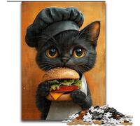 1000 Pieces Jigsaw Puzzles for Adults And Teens Cat Eating Hamburger, Family Entertainment Toys Is Ideal As Gifts for The Whole Family for 14+ (Size 26x38cm)
