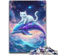 1000 Pieces Jigsaw Puzzles for Adults And Teens Cat on A Dolphin Puzzles,Educational Games Home Decoration Suitable for Desktop Decoration (26x38cm)