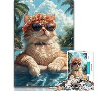 1000 Pieces Jigsaw Puzzles for Adults And Teens Cat on Vacation Puzzles for Adults,Unique Birthday And Gifts for And Age 14 Years Up (size 38x26cm)