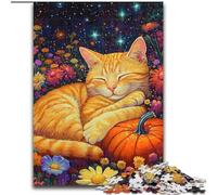 1000 Pieces Jigsaw Puzzles for Adults And Teens Cat Sleeping on Pumpkin, Fun Activity for Home, Rainy Days Toys, Birthday Gifts 26x38cm