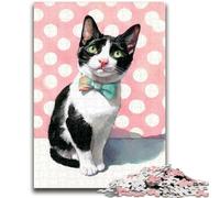 1000 Pieces Jigsaw Puzzles for Adults And Teens Cat Wearing A Bow 1000 Pieces for Adults,Stress Reliever Staycation Kill Time Wishlist with Santa Claus (75x50cm)