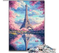 1000 Pieces Jigsaw Puzzles for Adults And Teens Cherry Blossom Eiffel Tower, Stress Reliever Difficult Challenge Secret Santa Gifts (Size 50x75cm)