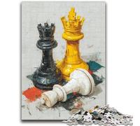 1000 Pieces Jigsaw Puzzles for Adults And Teens Chess Oil Painting Toy Intellectual Game for Home Decoration for Age 14 Years Up 38x26cm