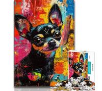1000 Pieces Jigsaw Puzzles for Adults And Teens Chihuahua Dog Jigsaw,Stress Reliever Staycation Kill Time Wishlist with Santa Claus (size 75x50cm)