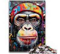 1000 Pieces Jigsaw Puzzles for Adults And Teens Chimpanzee Graffiti Puzzles for Teenagers,with Matching Poster And Trivia Sheet for And Age 14 Years Up (50x75cm)