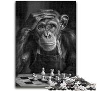 1000 Pieces Jigsaw Puzzles for Adults And Teens Chimpanzees Playing Chess Toys Educational Games Stress Relieving Parent-child Interaction for Ages 14+ 50x75cm