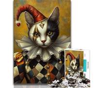 1000 Pieces Jigsaw Puzzles for Adults And Teens Clown Cat,Brain Intelligence Challenge Addictive Toys Birthday Present,Gifts,Wall Art 75x50cm