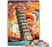 1000 Pieces Jigsaw Puzzles for Adults And Teens Colorful Leaning Tower of Pisa Puzzles for Teenagers,with Matching Poster And Trivia Sheet for And Age 14 Years Up (26x38cm)