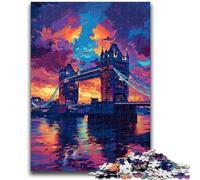 1000 Pieces Jigsaw Puzzles for Adults And Teens Colorful London Tower Bridge Toy Intellectual Game for Home Decoration for Age 14 Years Up 50x75cm