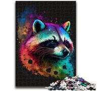 1000 Pieces Jigsaw Puzzles for Adults And Teens Colourful Art Raccoon Puzzles for Teenagers,for Family Game And Birthday Gifts (38x26cm)