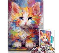 1000 Pieces Jigsaw Puzzles for Adults And Teens Colourful Cat with Flower Adult Puzzles,Educational Toys & Games for Adults And Teenagers 38x26cm