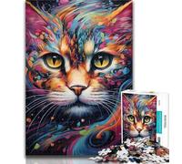 1000 Pieces Jigsaw Puzzles for Adults And Teens Colourful Psychedelic Cat Adult Puzzles,Challenging Game Toys Wall Decoration Unique Birthday And Xmas Gifts 26x38cm