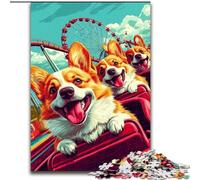 1000 Pieces Jigsaw Puzzles for Adults And Teens Corgi Riding A Roller Coaster, Suitable for Ages 14 And Up Home Educational Games DIY Toys Artwork Gift (Size 26x38cm)