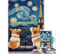 1000 Pieces Jigsaw Puzzles for Adults And Teens Corgi Under The Night Sky,Stress Reliever Staycation Kill Time Home Decoration Toys (75x50cm)
