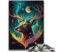 1000 Pieces Jigsaw Puzzles for Adults And Teens Cosmic Trippy Deer Educational Stress Relief Toy Secret Santa Gifts for Age 14 26x38cm