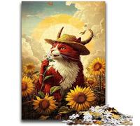 1000 Pieces Jigsaw Puzzles for Adults And Teens Cowboy Cat for And 14 Years And over Interesting Stress Reduction Gifts for Friends And Family 26x38cm