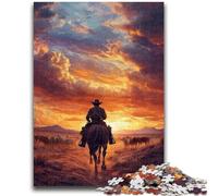 1000 Pieces Jigsaw Puzzles for Adults And Teens Cowboys at Sunset 1000 Piece Jigsaw,for Educational Game Challenge Toy Deal As Gifts for The Whole Family (38x26cm)