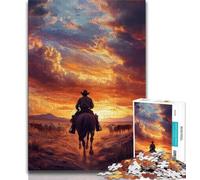 1000 Pieces Jigsaw Puzzles for Adults And Teens Cowboys at Sunset Adult Jigsaw,Challenging Difficult Deal As Gifts for The Whole Family (size 75x50cm)