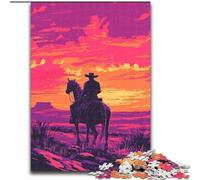 1000 Pieces Jigsaw Puzzles for Adults And Teens Cowboys at Sunset,Challenging To Complete But Fun And Humorous Birthday Present,Gifts,Wall Art 50X75CM