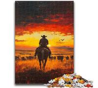 1000 Pieces Jigsaw Puzzles for Adults And Teens Cowboys at Sunset Toy Intellectual Game for Home Decoration for Age 14 Years Up 50x75cm