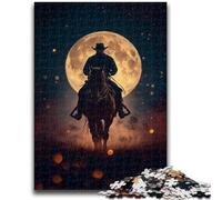 1000 Pieces Jigsaw Puzzles for Adults And Teens Cowboys Under The Moon for Age 14+ Intellectual Game Christmas Birthday Gifts 26x38cm