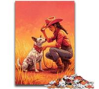 1000 Pieces Jigsaw Puzzles for Adults And Teens Cowgirl Dog in Wildflowers Challenging Game Gifts for Is Ideal As A Gift for The Whole Family 26x38cm